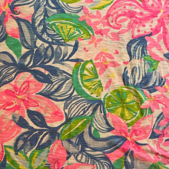 Lilly Pulitzer Etta V-Neck Cotton T Shirt in Havana Cocktail XL - Picture 6 of 7